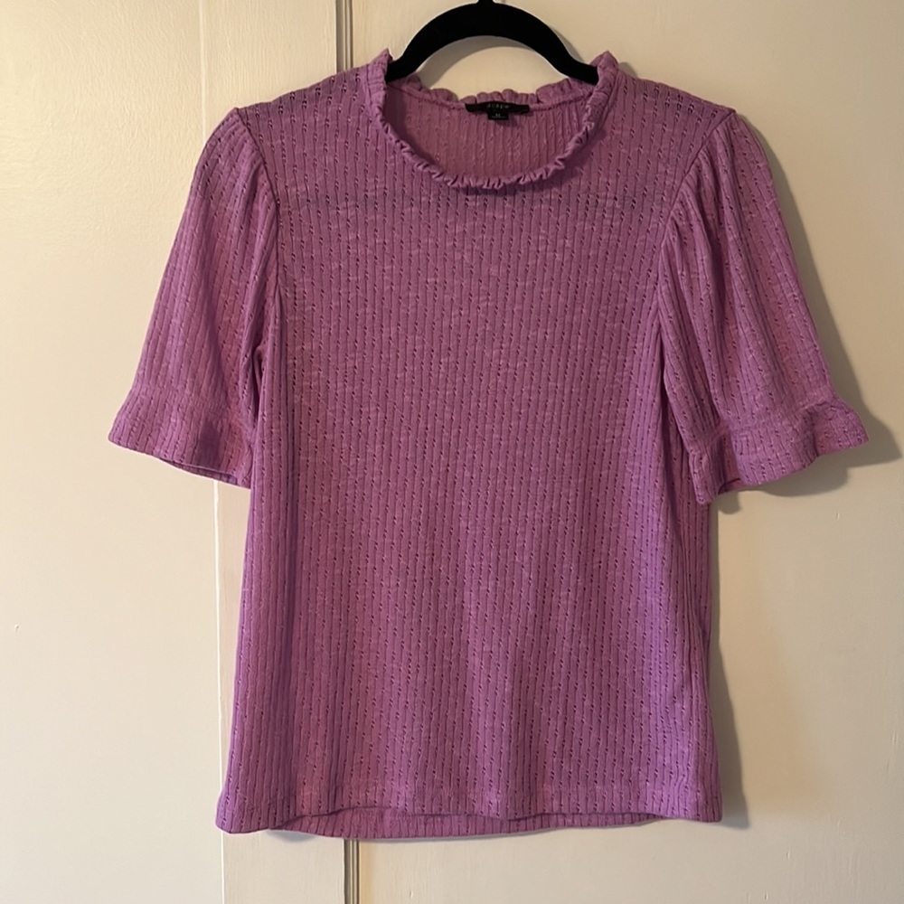 J.Crew Shirt - Puff-Sleeve Pointelle Top